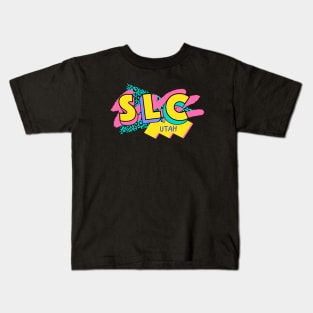 Salt Lake City, Utah Retro 90s Logo Kids T-Shirt